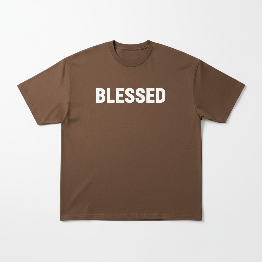 T-Shirt Oversize BLESSED Marron