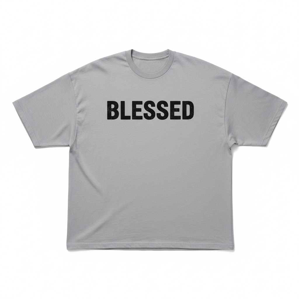 T-Shirt Oversize BLESSED Gris Clair